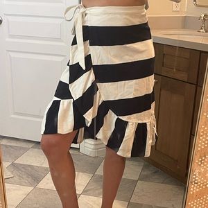 J crew navy and white striped sailor ruffle skirt